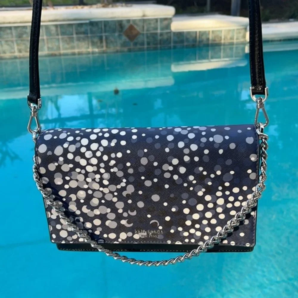 Kate Spade Cameron Convertible Crossbody Black with Multi-Colored Dots